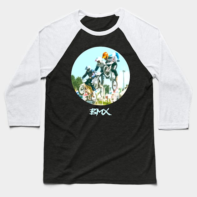 bmx race racing Baseball T-Shirt by rickylabellevie